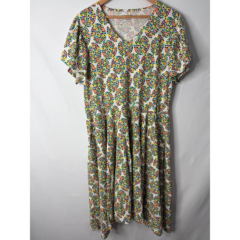 Svaha Dress Womens XL Pi Symbol Polka Dot V-Neck Fit Flare Pocket Multicolor USA